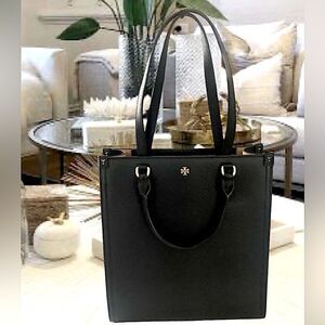 TORY BURCH SHOULDER BAG, BLACKS HANDBAG WITH TORY BURCH LOGO IN GOLD TONE